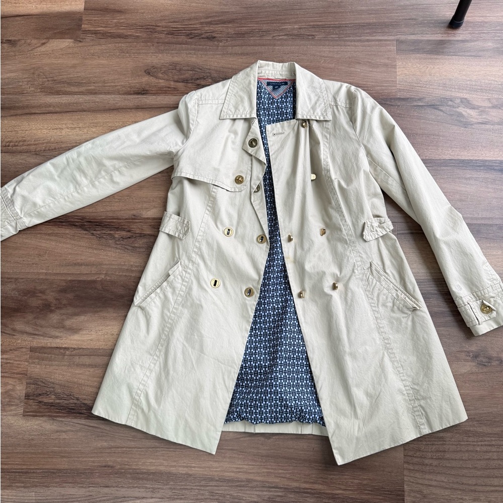 Tommy Hilfiger Cream Trench Coat